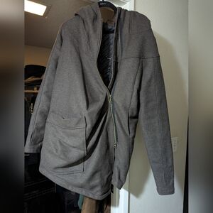 Aakasha Small Assemetric Gray Hooded Jacket with Pockets